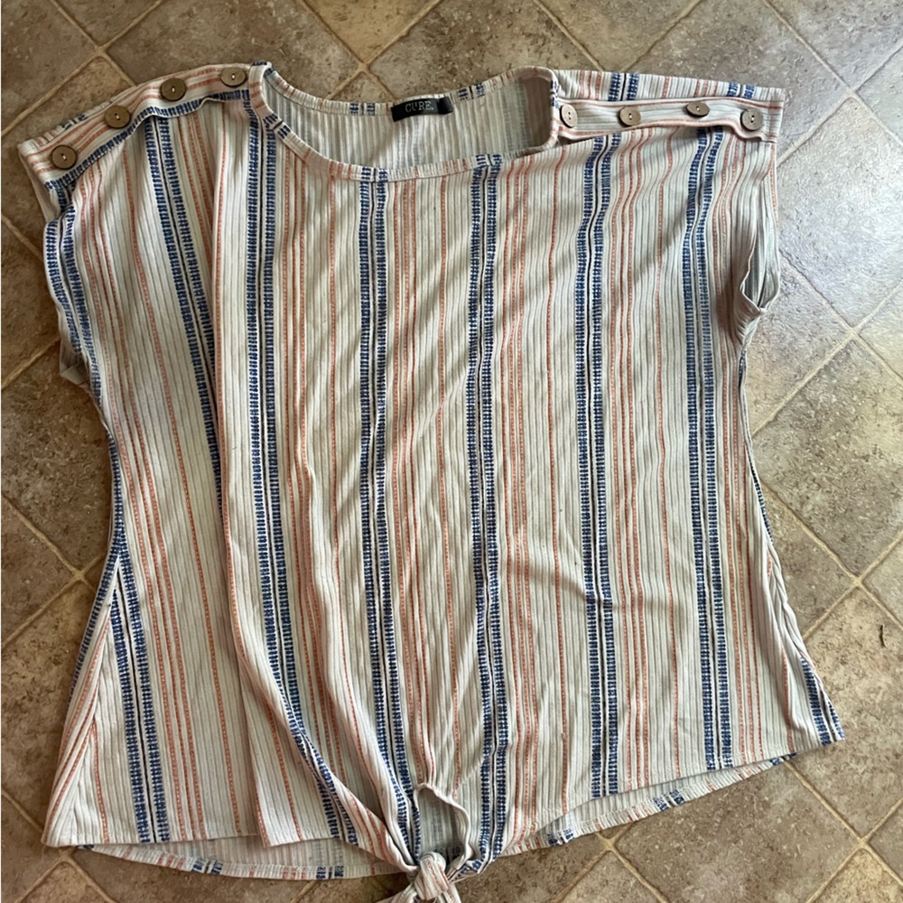 Striped Button-Shoulder Top